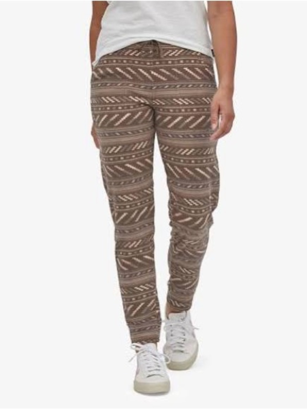 Patagonia Women's Snap-T Fleece Pants Bergy Bits Furry Taupe Geometric Print